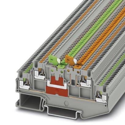 Phoenix Contact Knife Disconnect - Multi-Level Terminal Block; PTT 1.5/S-2MT ; 10A; 300V; 2-Level; #26 - #16; Push-In Connection; Gray